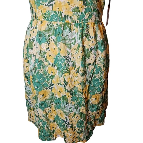 New‎ Kensie Dresses Womens Mini Eyelet Fit & Flare Dress Citron Multi Size 12 - Picture 4 of 15